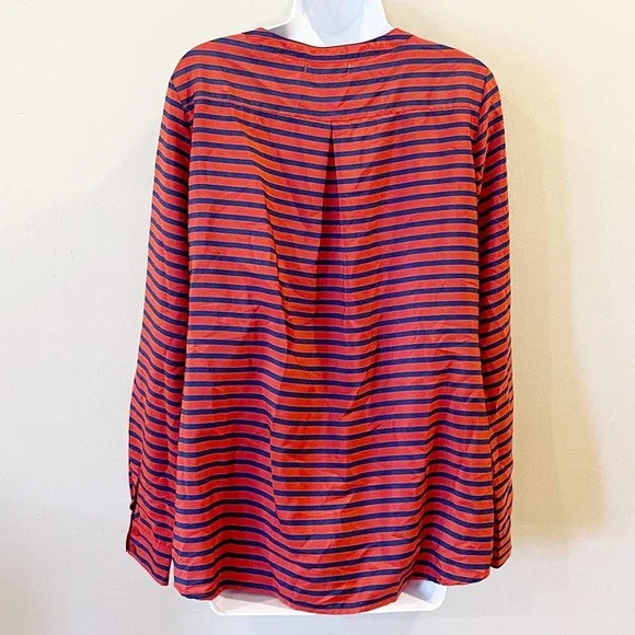 Umgee Tie Front Striped Blouse Orange Size Large - Picture 7 of 11